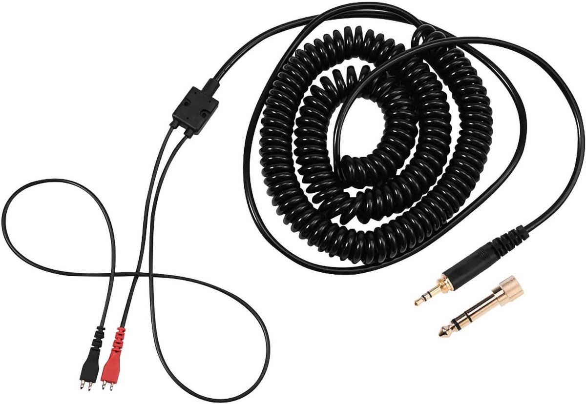 Vervangende Spiraalkabel voor Oortelefoons met 3.5mm en 6.5mm Plug, Geschikt voor HD 25, HD 222, HD 224, HD 230 en Meer, Hoogwaardige Audioverbinding en Duurzaamheid