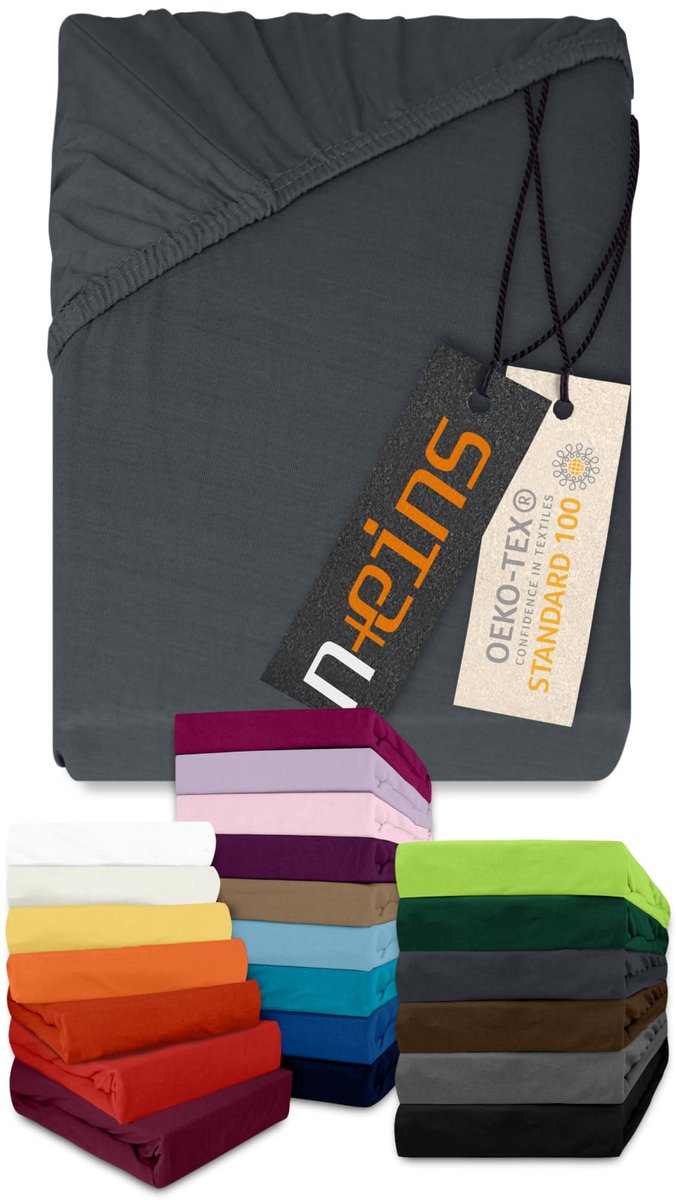 elastisch laken 70 x 140 cm - jersey - antraciet - perfect voor een frisse look - ShopVlot