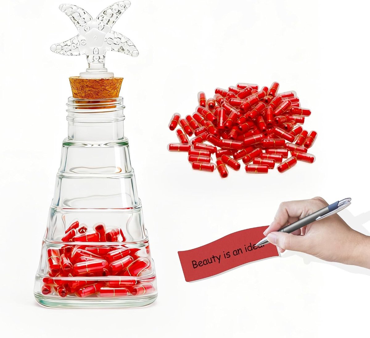 100 Stukjes Berichten Capsules in Fles voor Stellen, Perfect Cadeau voor Verjaardag, Kerst en Valentijn, Verrassing voor Echtgenoot, Echtgenote of Vriend