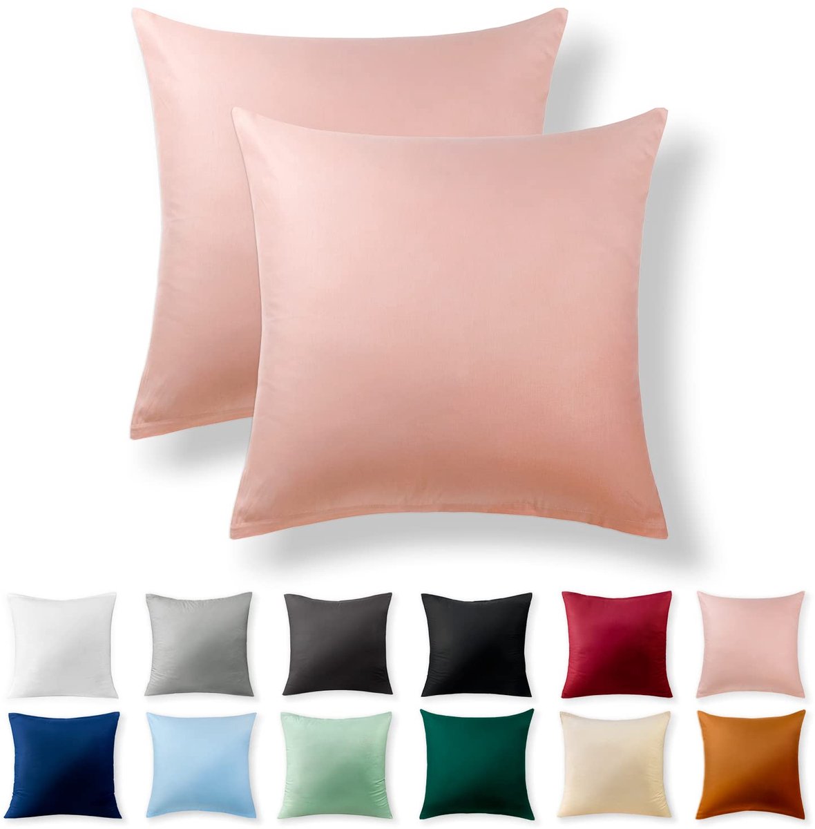 Kussensloop 40 x 40 cm - 100% katoen - babyroze - super zacht, set van 2 - ShopVlot