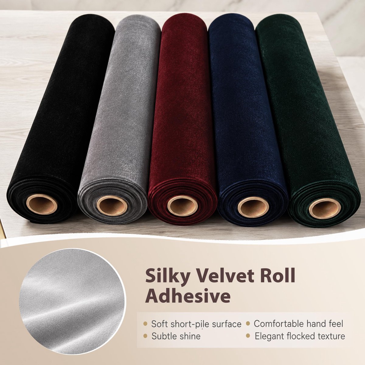 Zelfklevend velours 145 x 30 cm - zwart - soepel materiaal - ideaal voor decoratie - ShopVlot