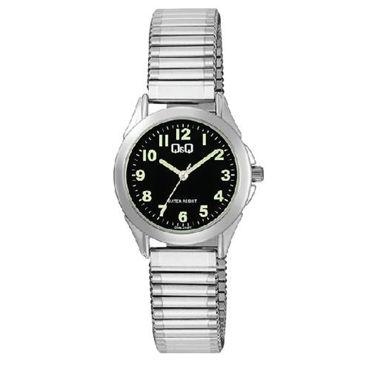 Q&Q-dameshorloge-model c05a-025-rekbare band-flexibele band-duidelijke wijzerplaat-3 atm waterdicht-diameter 28 mm