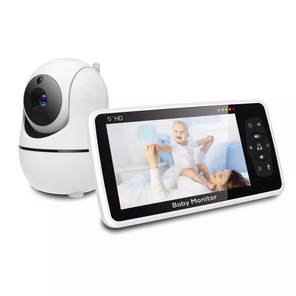 SmartLiving.Store - Babyfoon met Camera en 5 inch HD-scherm - Audio - Nachtzicht - Terugspreekfunctie - Temperatuursensor - Wit