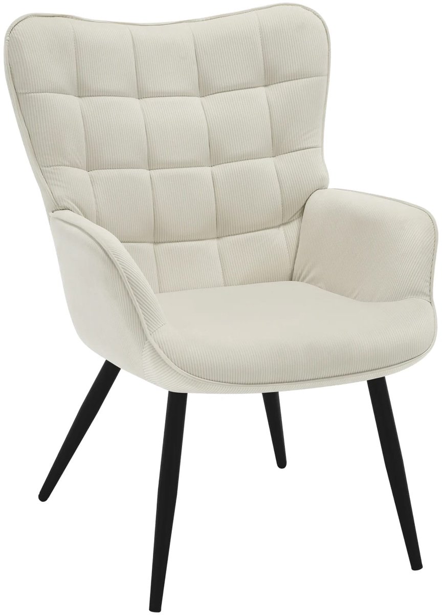 Loungestoel Donkergrijs - Ergonomisch design, Diepe zit - Vintage wingback armchair B 63 x D 68 x H 87 cm - Beige