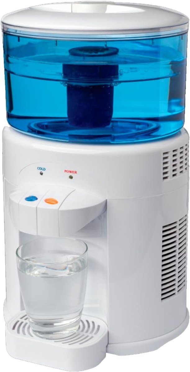 QUOVO® Koudwater Dispenser - Koud water - Watermachine - Waterkoeler 65 Watt - Watercooler - Waterdispenser – 7 Liter Inhoud – Wit