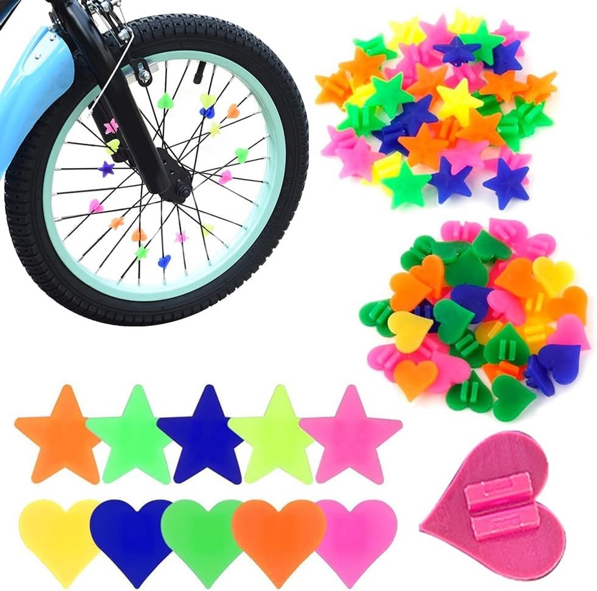 Kleurrijke fietsspaken voor kinderen - Fietsaccessoires met kattenogen en decoratieve kralen, multi-kleurige versiering voor kinderfietsen