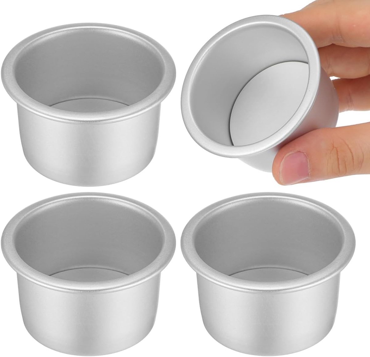 Set van 4 Ronde Cakevormen 2 Inch met Antiaanbaklaag en Verwijderbare Bodem voor Cheesecakes en Feestelijke Desserts