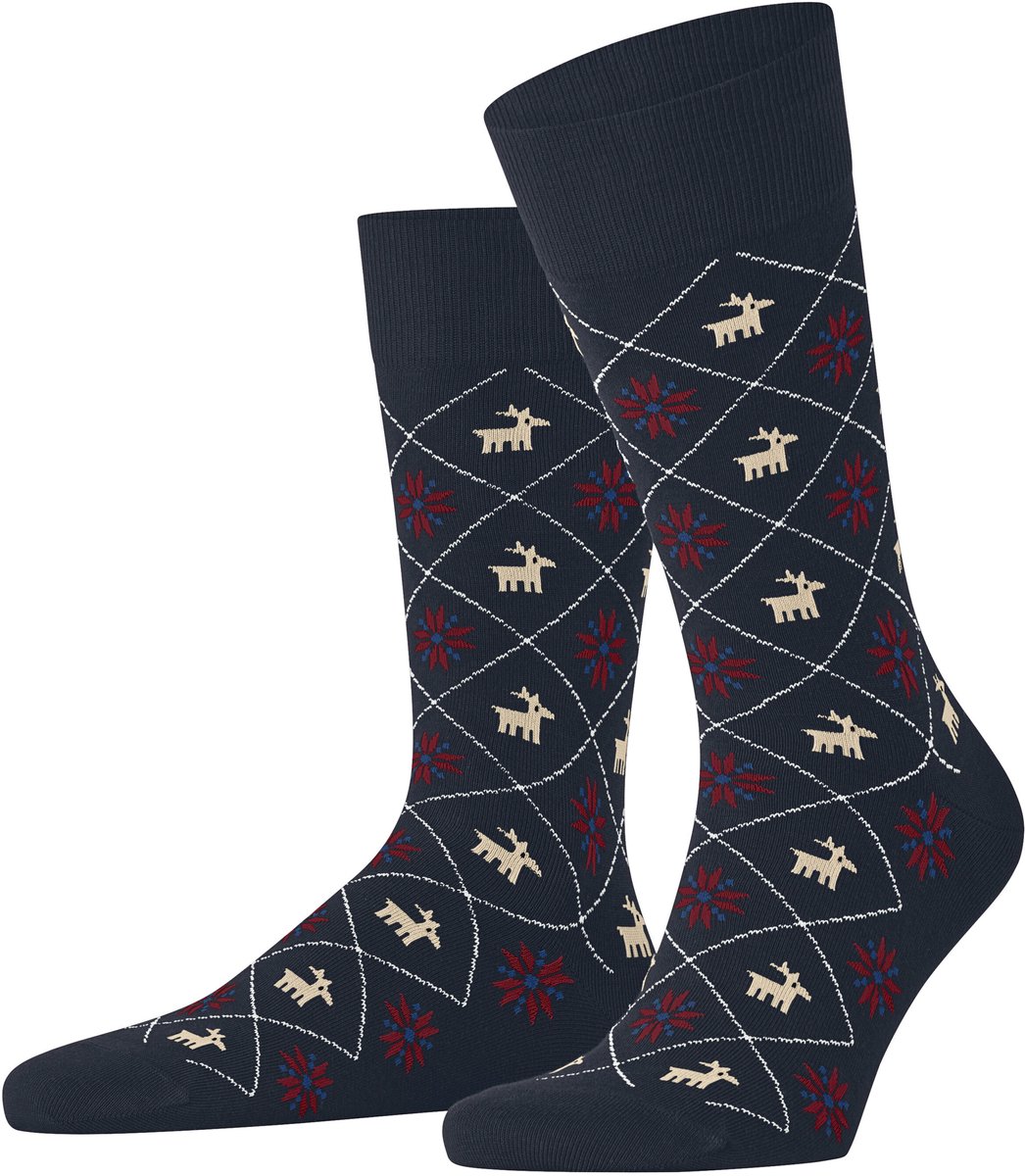 Burlington Reindeer gedessineerd katoen sokken heren blauw - maat 40-46