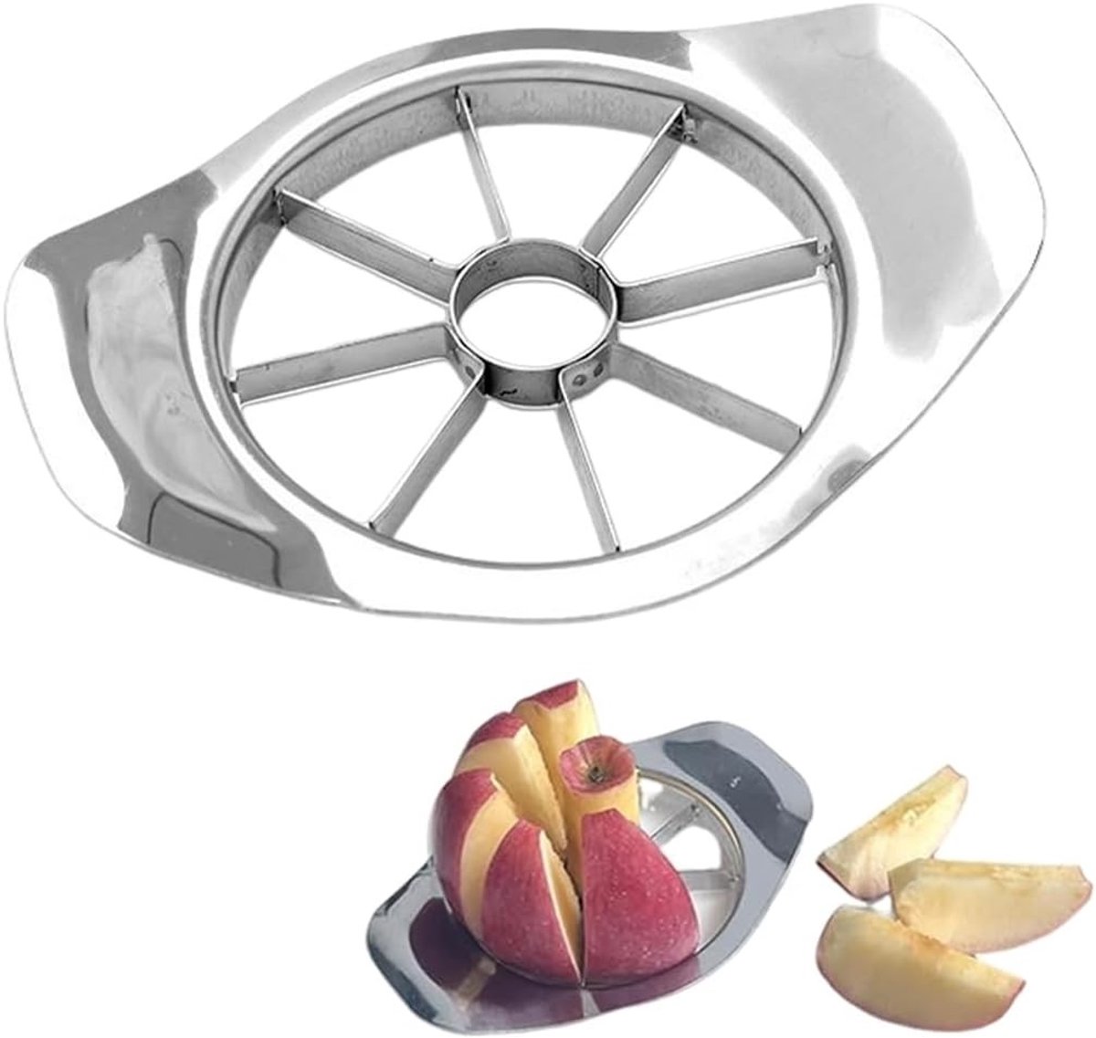 Set van 2 RVS Appelschilers met 8 Messen - Duurzame Appel- en Peren Cutter, Afwasmachinebestendig Keukenaccessoire
