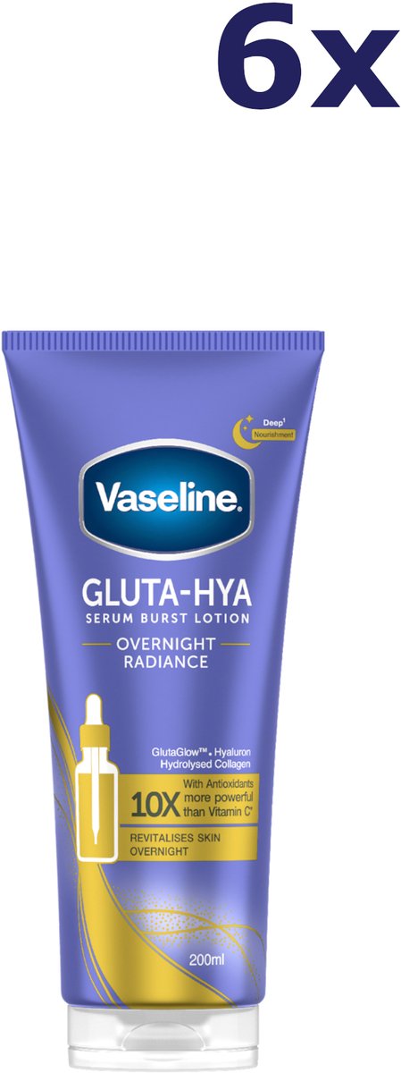 6x Vaseline Body serum - 200ml - Gluta-Hya - serum burst lotion - overnight radiance