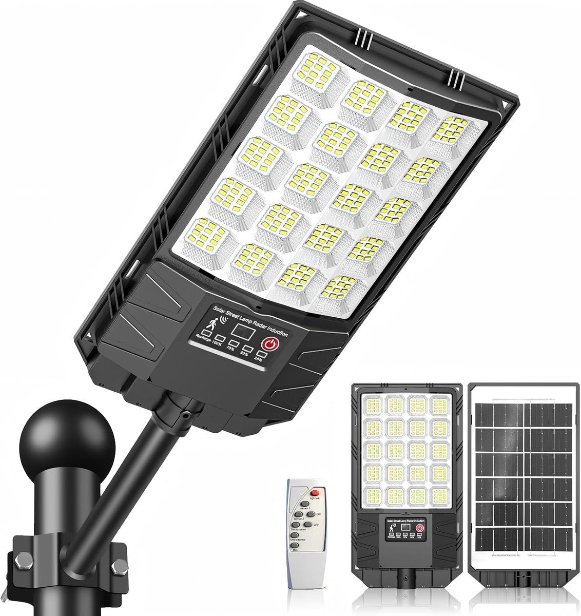 6500 K Solar Floor Lamp Outdoor Solar Light with Motion Sensor Remote Control IP66 Waterproof Solar LED Spotlight - ShopVlot