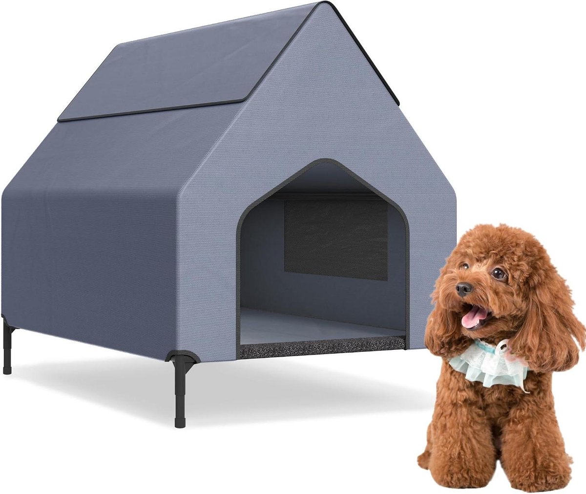 Hondenhok Outdoor - Huisdier Schuilter - Comfortabel Rusten - Flexibel 2-in-1 - 91 x 655 x 865 cm - Zwart