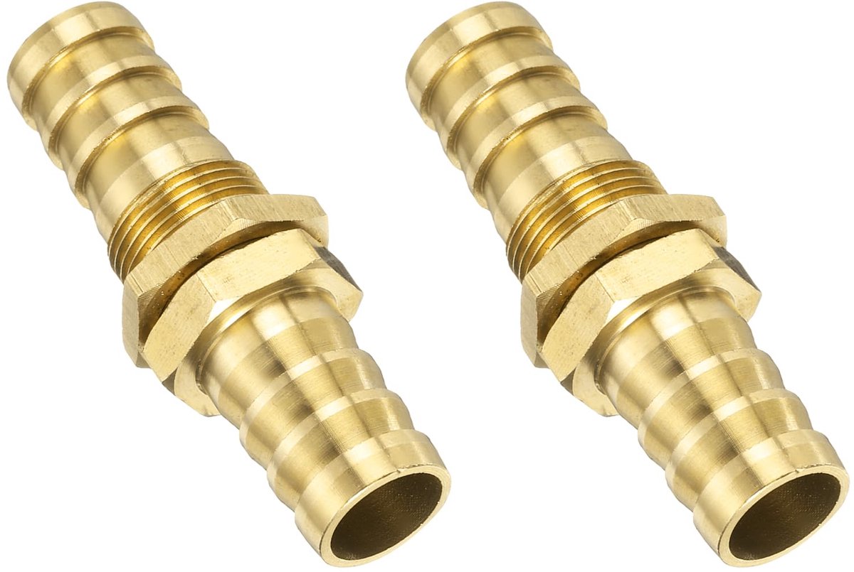 Messing slangaansluiting rechte connector 1/2" ID - 2 stuks - duurzaam materiaal - ShopVlot