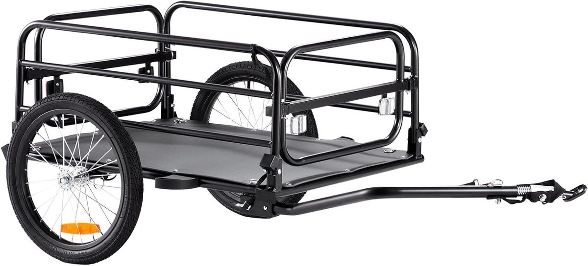 Fietsaanhanger - Fietskar Vrachttrailer - Boodschappen Vervoeren - Hoge Laadcapaciteit - 726 kg - Zwart