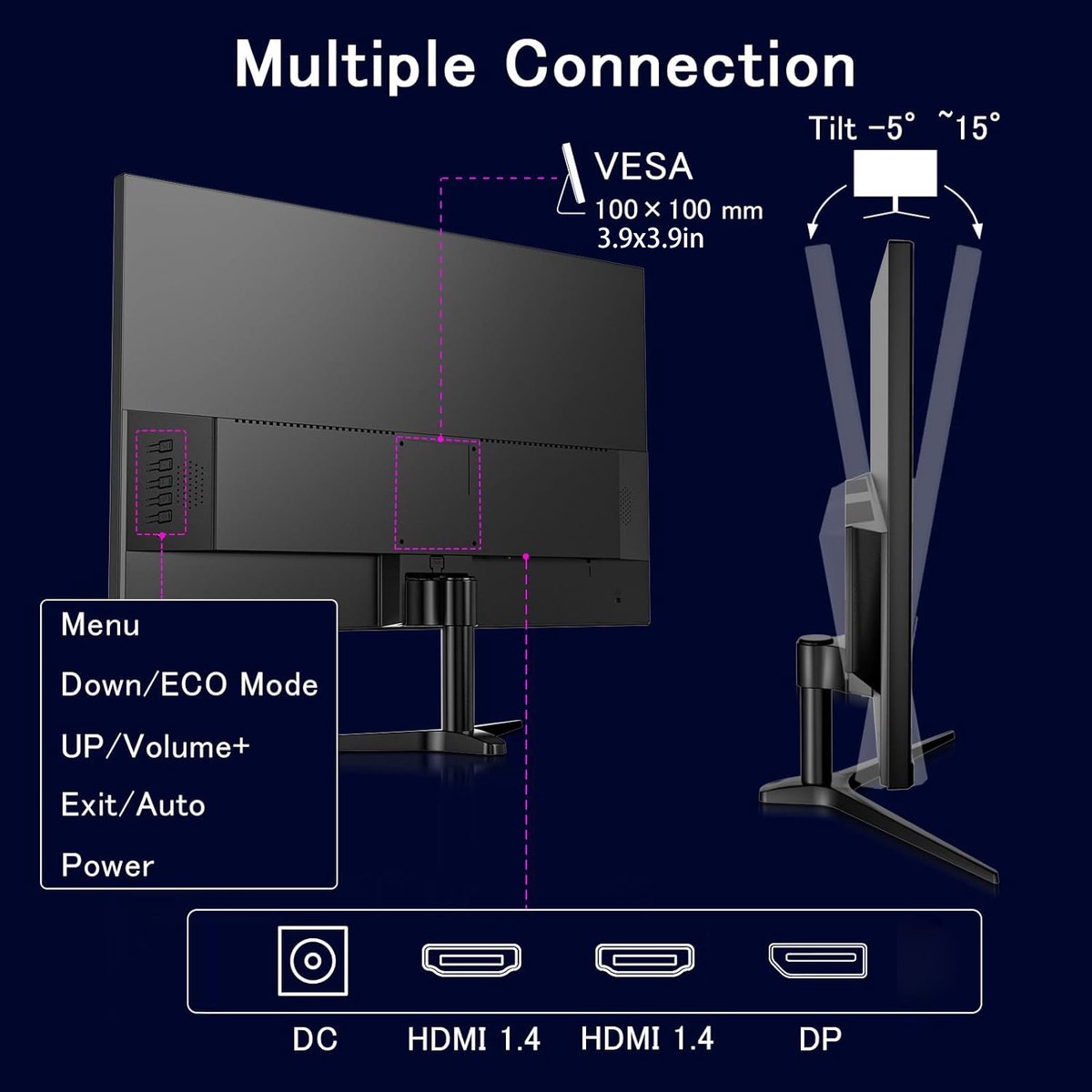 Gaming Monitor 24 Inch 165 Hz IPS - Full HD 1080p Resolutie - 1 ms Reactietijd - FreeSync Technologie - Computer Scherm