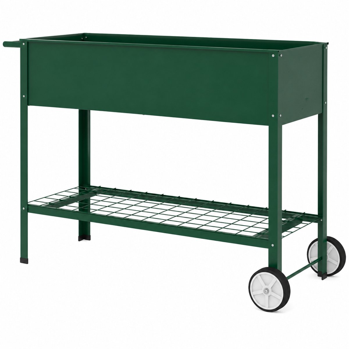 Sello! verhoogde plantenbak – bloembak – wielen – opbergplank – handvat – ergonomisch – L109 × B44 × H80 cm