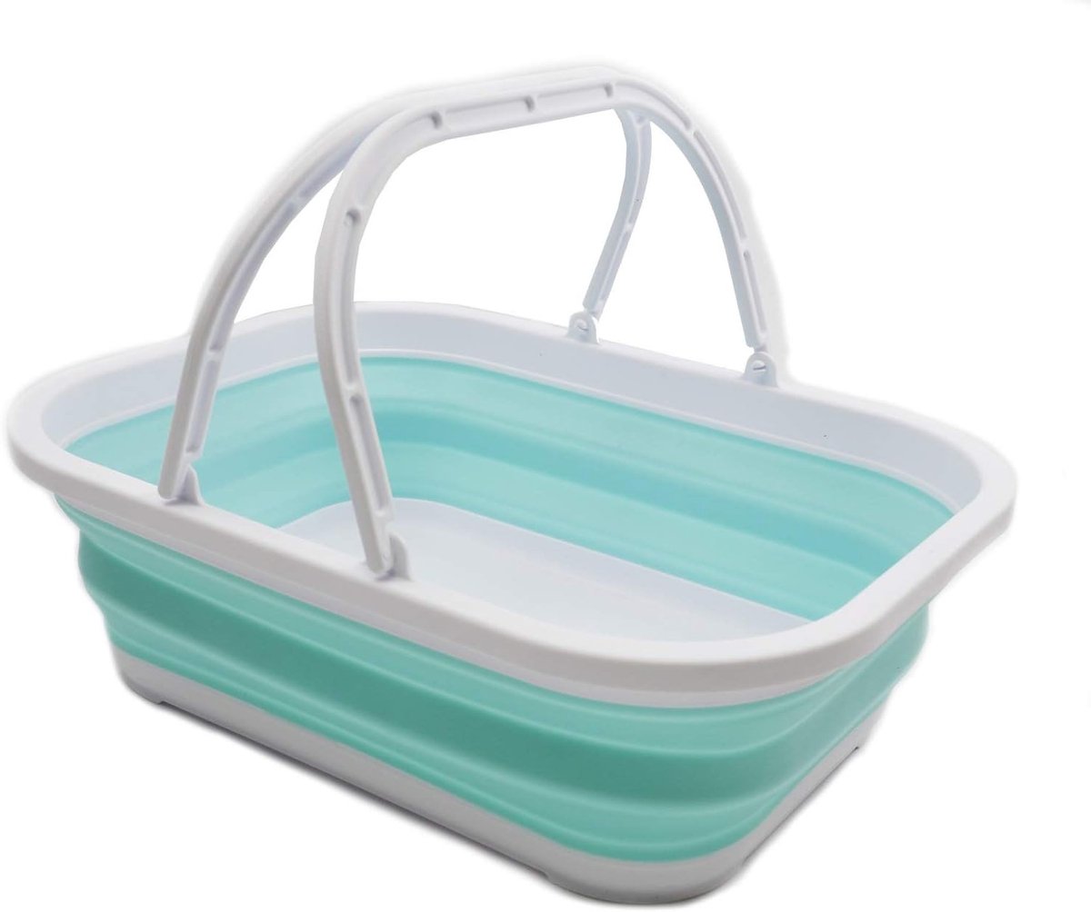Opvouwbare Kuip met Handvat - Wit - 43 x 33 x 14,5 cm - Ruimtebesparende Boodschappentas - Voor Buiten