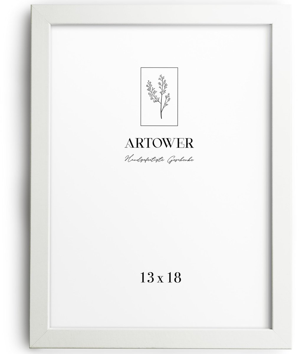 Fotolijst 13 x 18 cm - Wit Hout Smal Frame - Massief Houten Lijst - Perfect voor Collage - ShopVlot