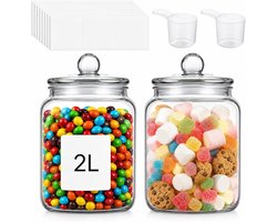 SHUESS Detergent Pods Storage Jars, 2 x 2 Litre Washing Powder, Glass Container, Storage Containers Glass, Detergent - ShopVlot