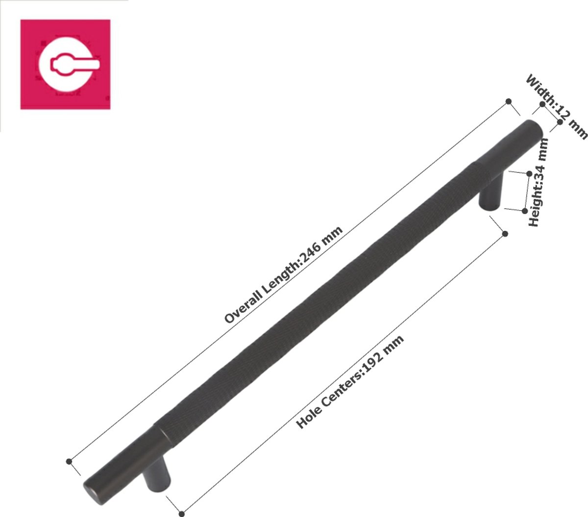 Meubelgreep Alvaro gun metal 246mm - Boorafstand 192mm