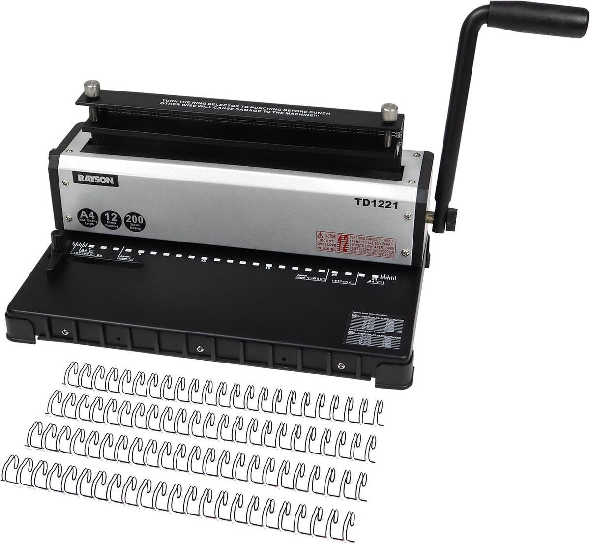 Metalen draadbindmachine voor A4-papier – 2:1 perforatie, 23 gaten, tot 250 pagina's binden, ideaal voor kantoor en school