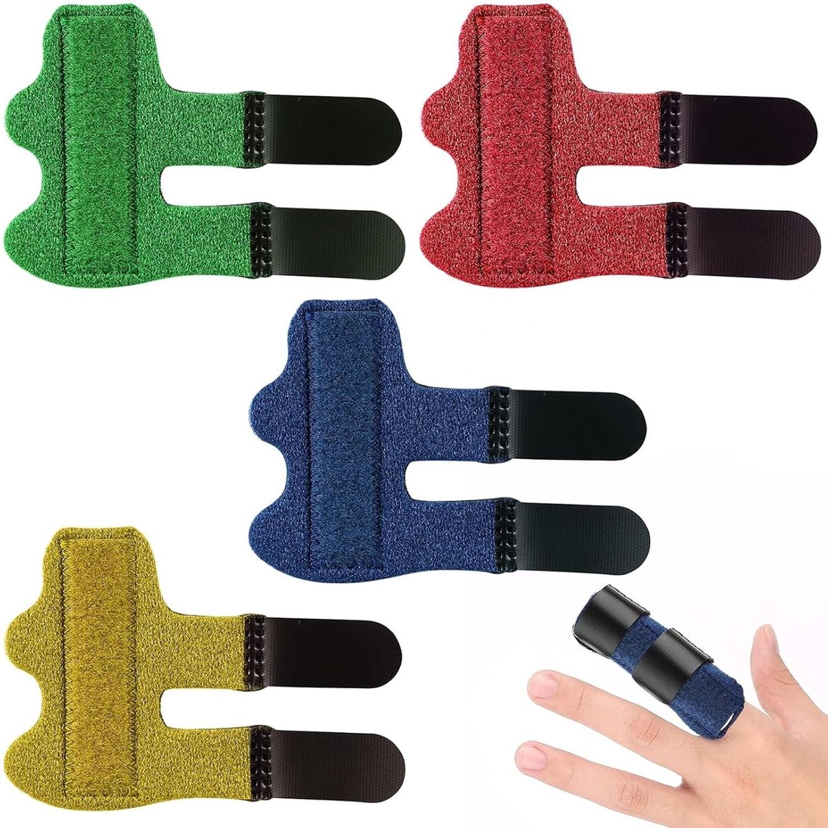 Vingerbeugels voor Kinderen - 4 Stuks, Bescherming en Correctie voor Gewonde Vingers, Pijnverlichting bij Sportblessures en Activiteiten (4 Kleuren)
