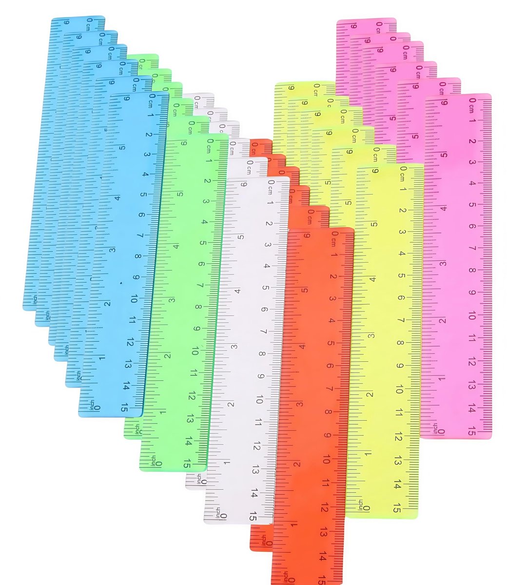 Set van 36 Transparante Linialen 15 cm Kunststof - Voor School en Kantoor