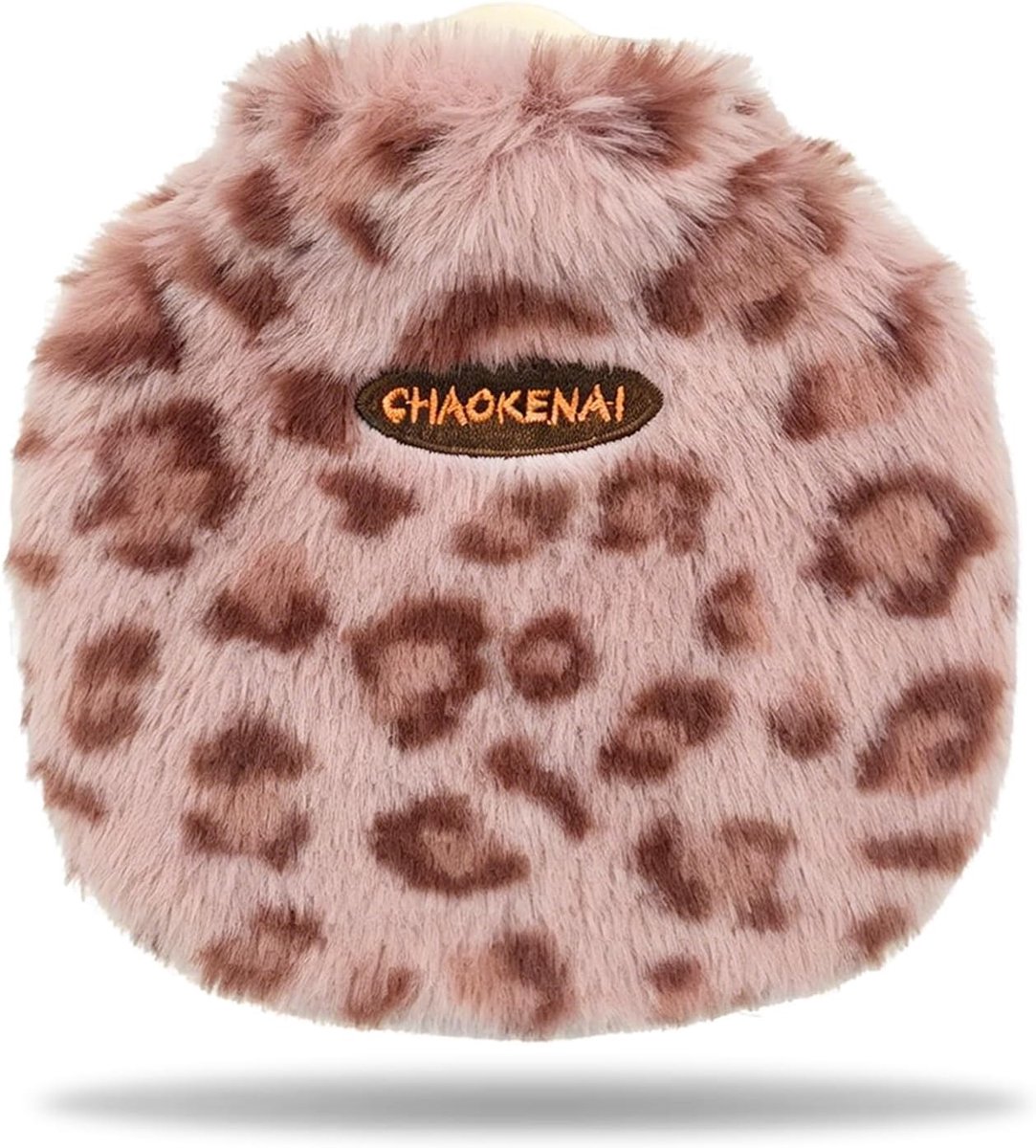 Handwarmkruik 350 ml met pluche luipaardhoes, ideaal voor pijnverlichting, warme handen en ontspanning