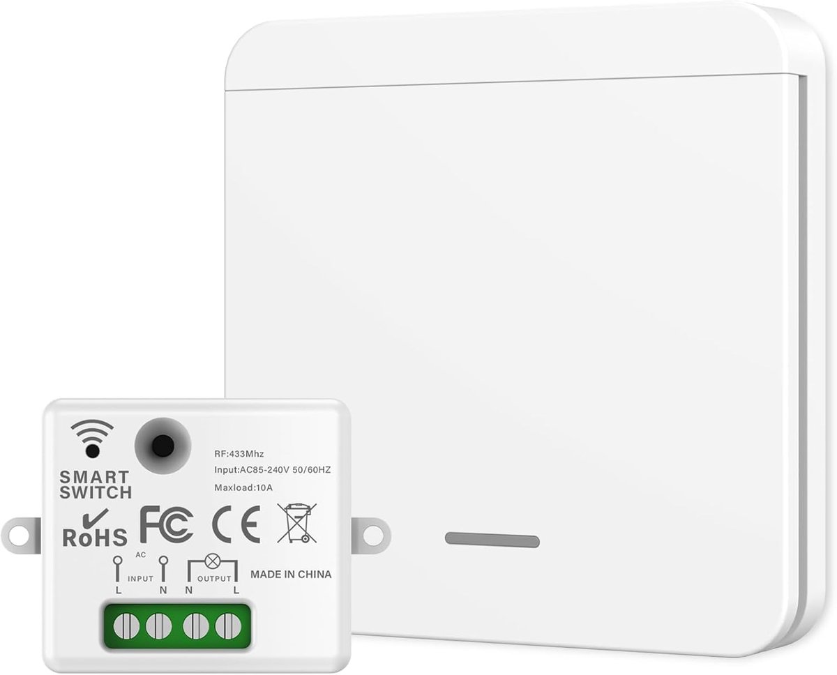 Draadloze lichtschakelaar 230 V - 433 MHz - bereik van 30 meter - eenvoudig te installeren - ShopVlot