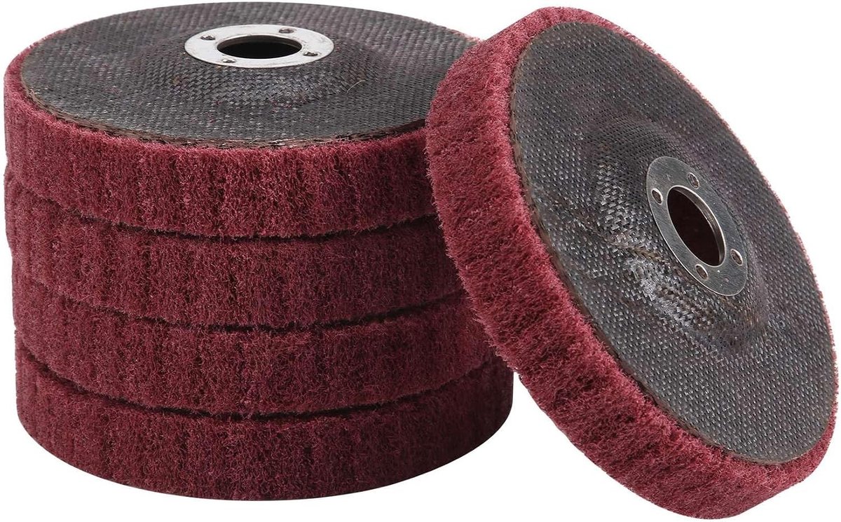 5 stuks 4 inch nylon vezel flap polijstschijven voor haakse slijper, ideaal voor schuren, polijsten en afwerken van diverse materialen