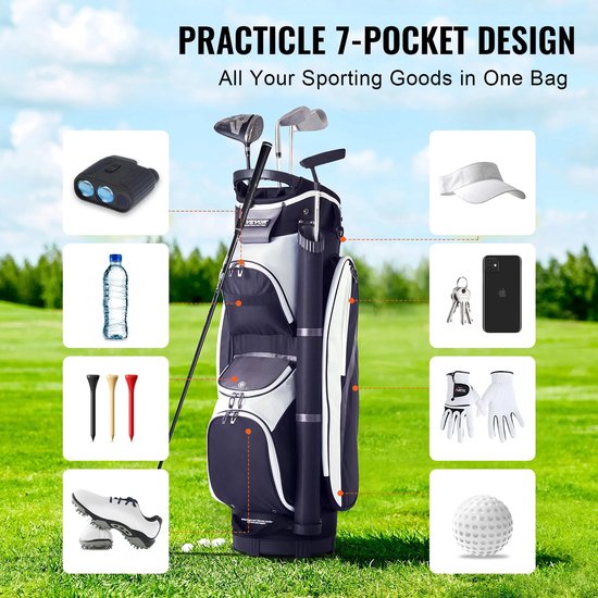 SucceBuy 36" Golftas - 14-vaks - Waterdicht 600D Nylon - Draagbaar - Cardbag - Golfstandaard - Voor hheren en dames — afbeelding 2