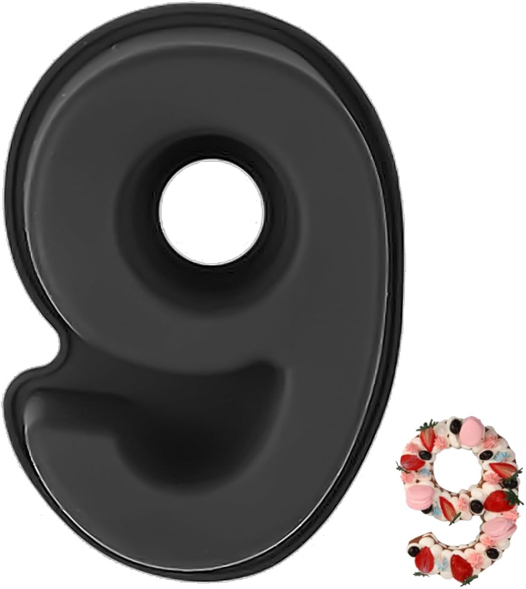Cakevorm 25,5 cm - siliconen bakvorm met antiaanbaklaag - 3D cijfer 9 - ideaal voor verjaardagen - ShopVlot