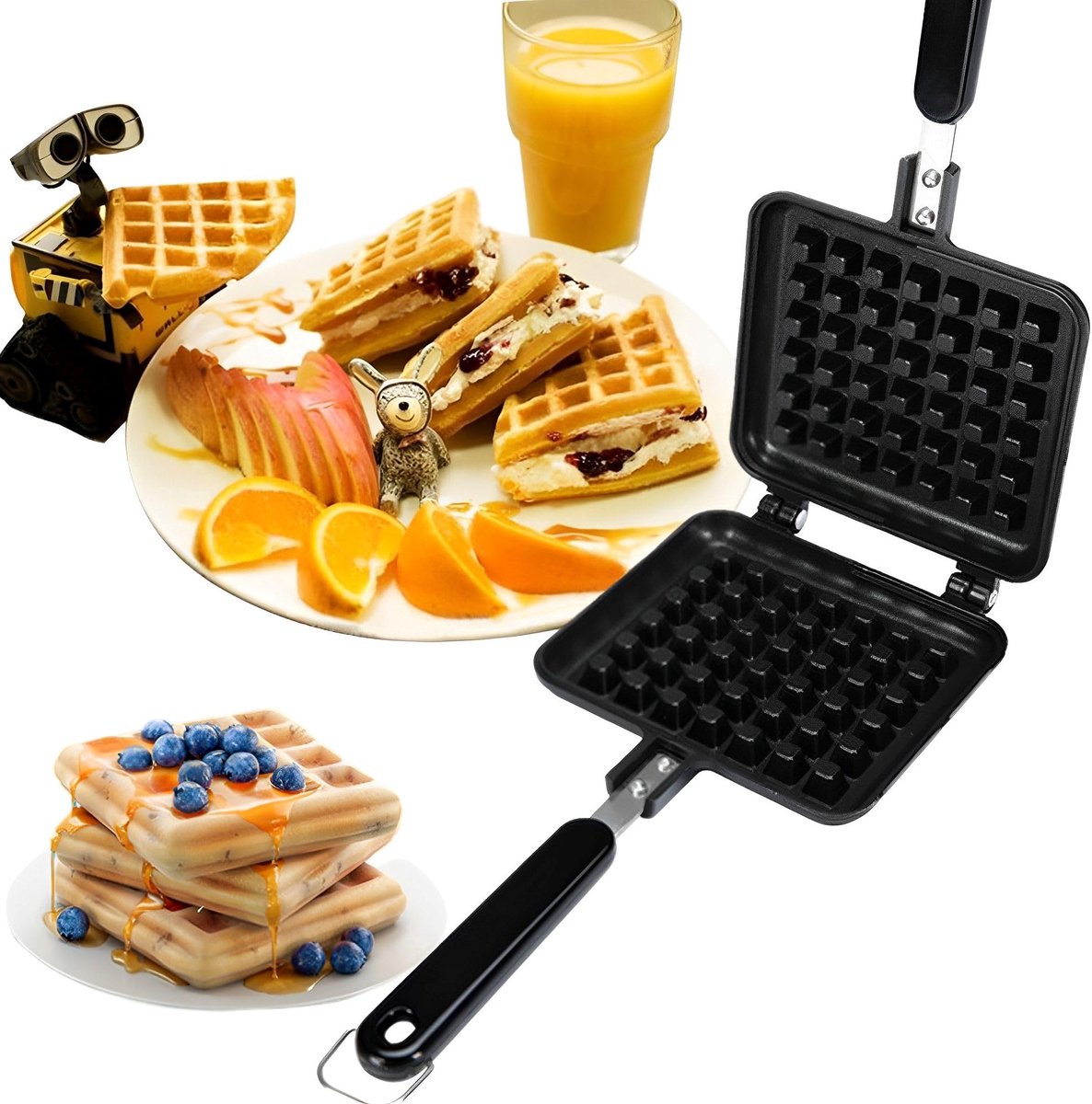 Wafelijzer Non-Stick Bakvorm - Drukplaat voor Perfecte Wafels - Ideaal voor Thuisgebruik - ShopVlot