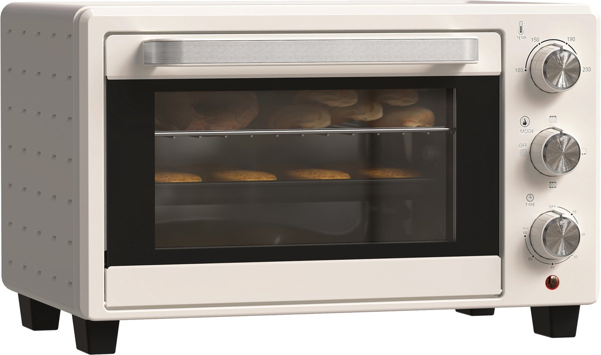 Sogiol® Mini Oven - Vrijstaande Elektrische Oven Met Timer - Crème 21L 1400W - Temperatuur regelbaar tot 230 °C