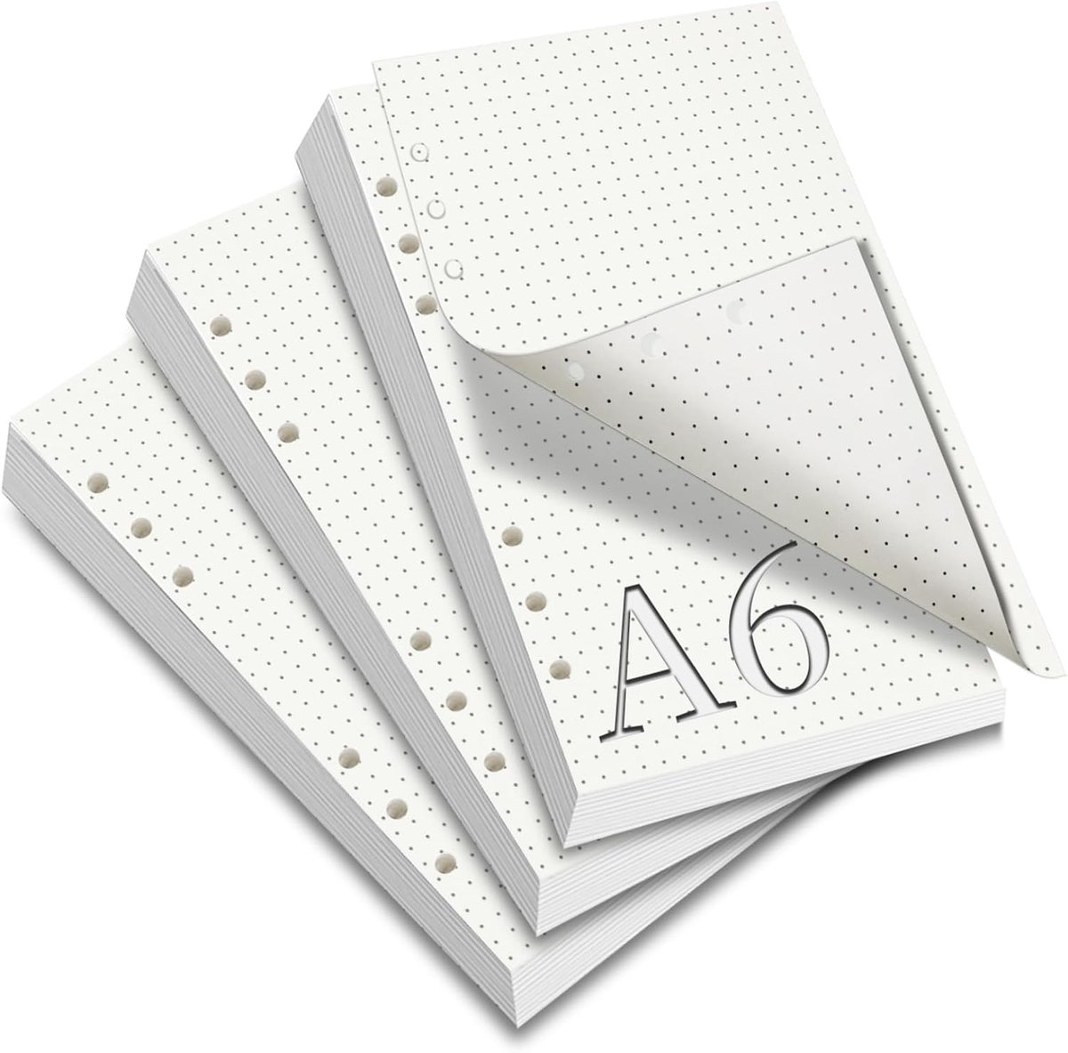 180 Vellen A6 Navullingen, Gestippeld 6 Gaten A6 Papier, Herbruikbare Invoegen voor Notitieboek, Schetsen, Bullet Journal en Journal Schilderen