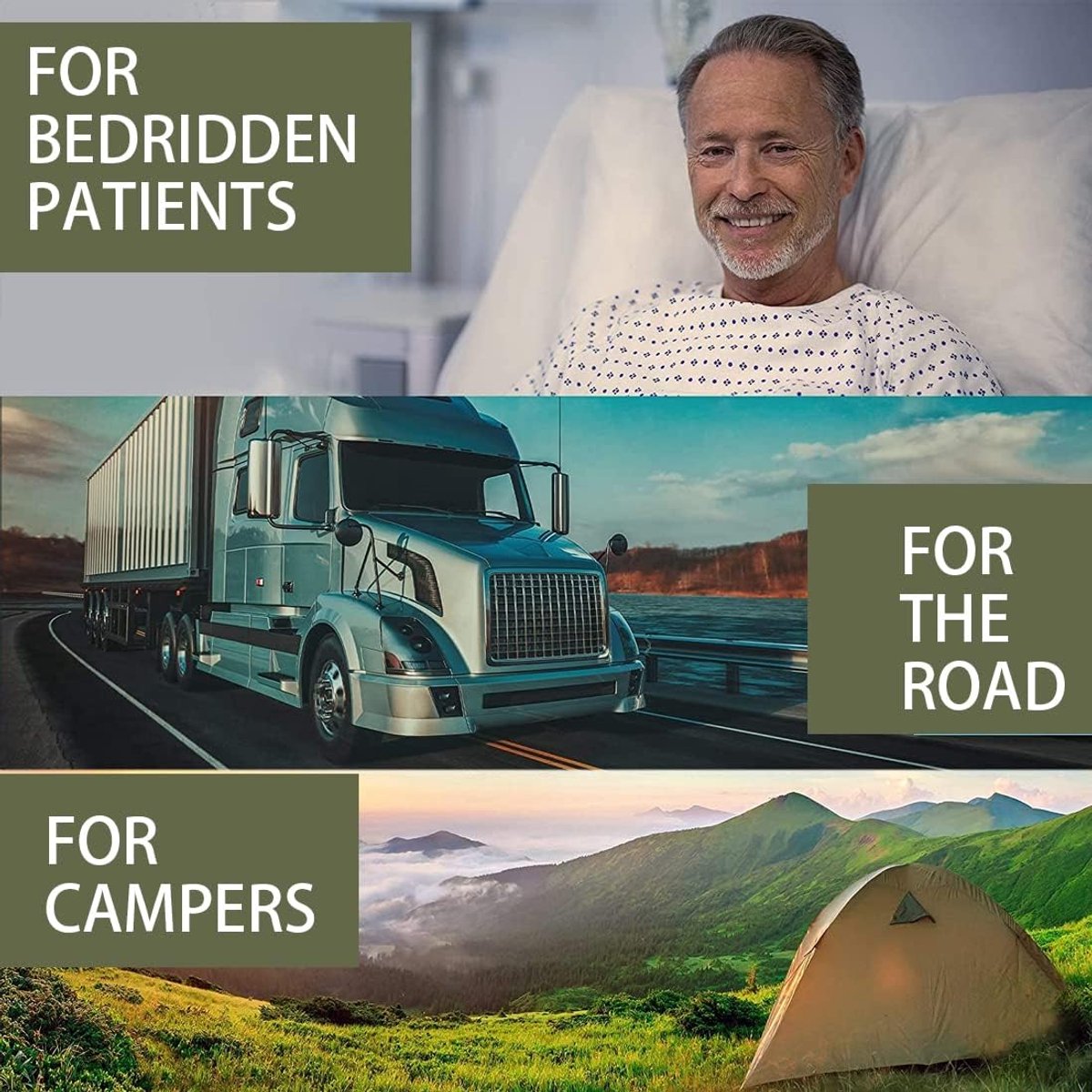 Draagbare urinaal fles uniseks 1L, lekdichte plasfles met vrouwelijke trechter, schroefdop urinecontainer voor mannen vrouwen, reizen kamperen noodgeval（groente）