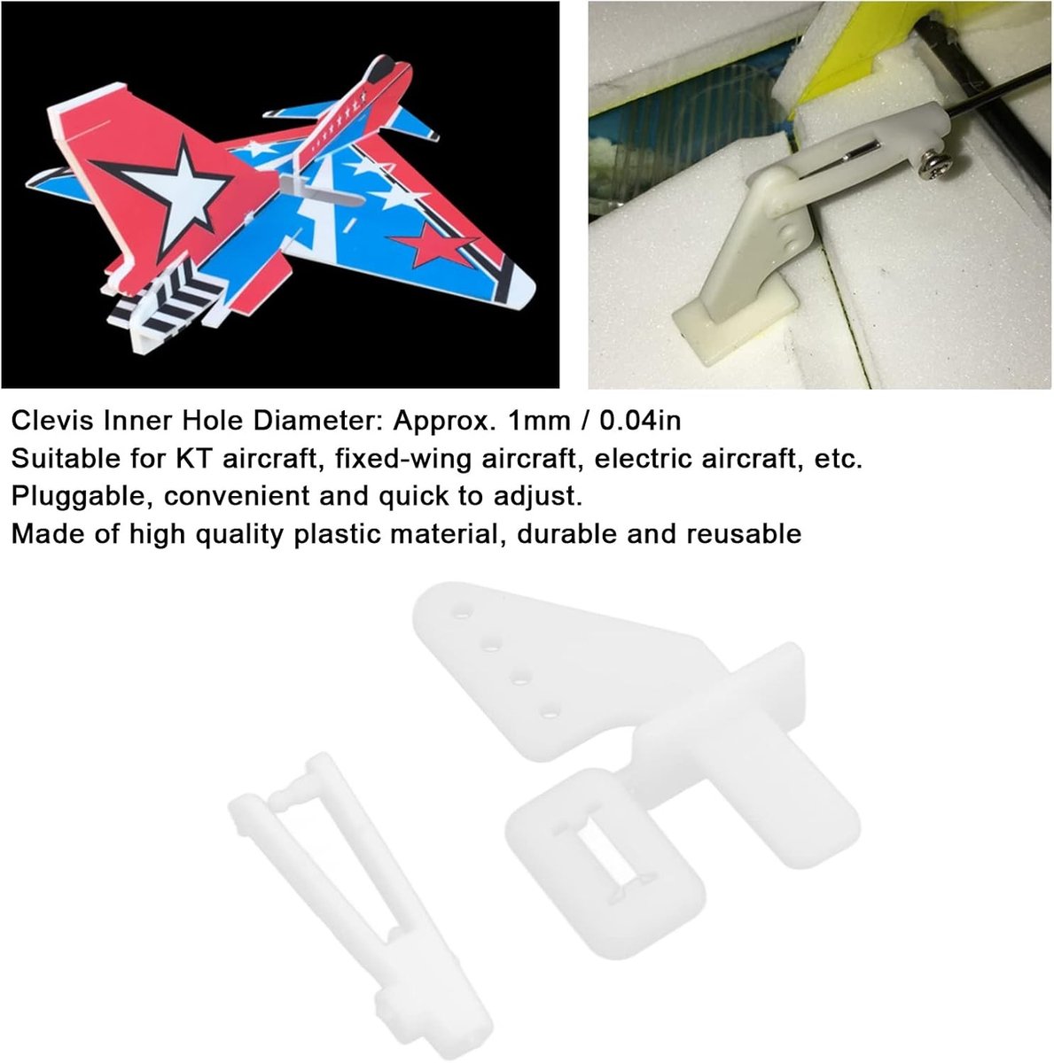 20 Sets 4-Gat Controle Hoorns Clevis Kit voor RC Vliegtuigen, Stuurhoorn en Roerhoek Accessoires