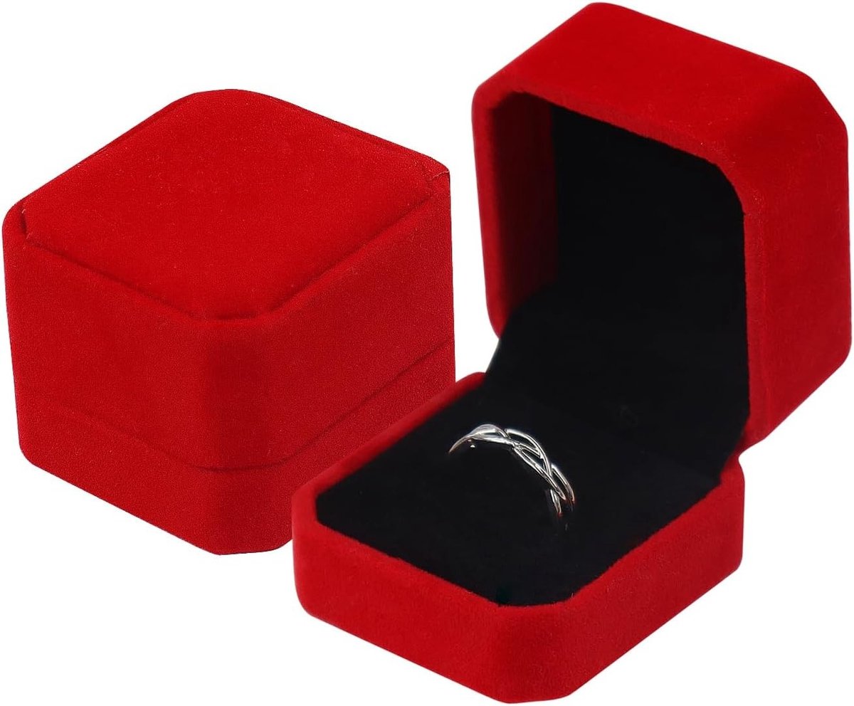 Elegante Velours Ringdoos voor Huwelijk, Compacte Sieradenopslag, Vintage Verlovingsringdoos voor Ceremonie en Voorstel