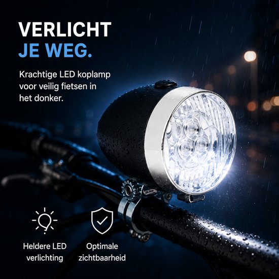 Fietskoplamp - Fietsverlichting - Retro Koplamp - Zwart — afbeelding 3