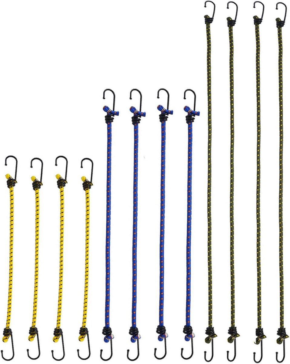 Spanrubber met haken, set van 12, spanbanden met haken, in 3 maten (30 cm/40 cm/60 cm), sterke haken voor - ShopVlot