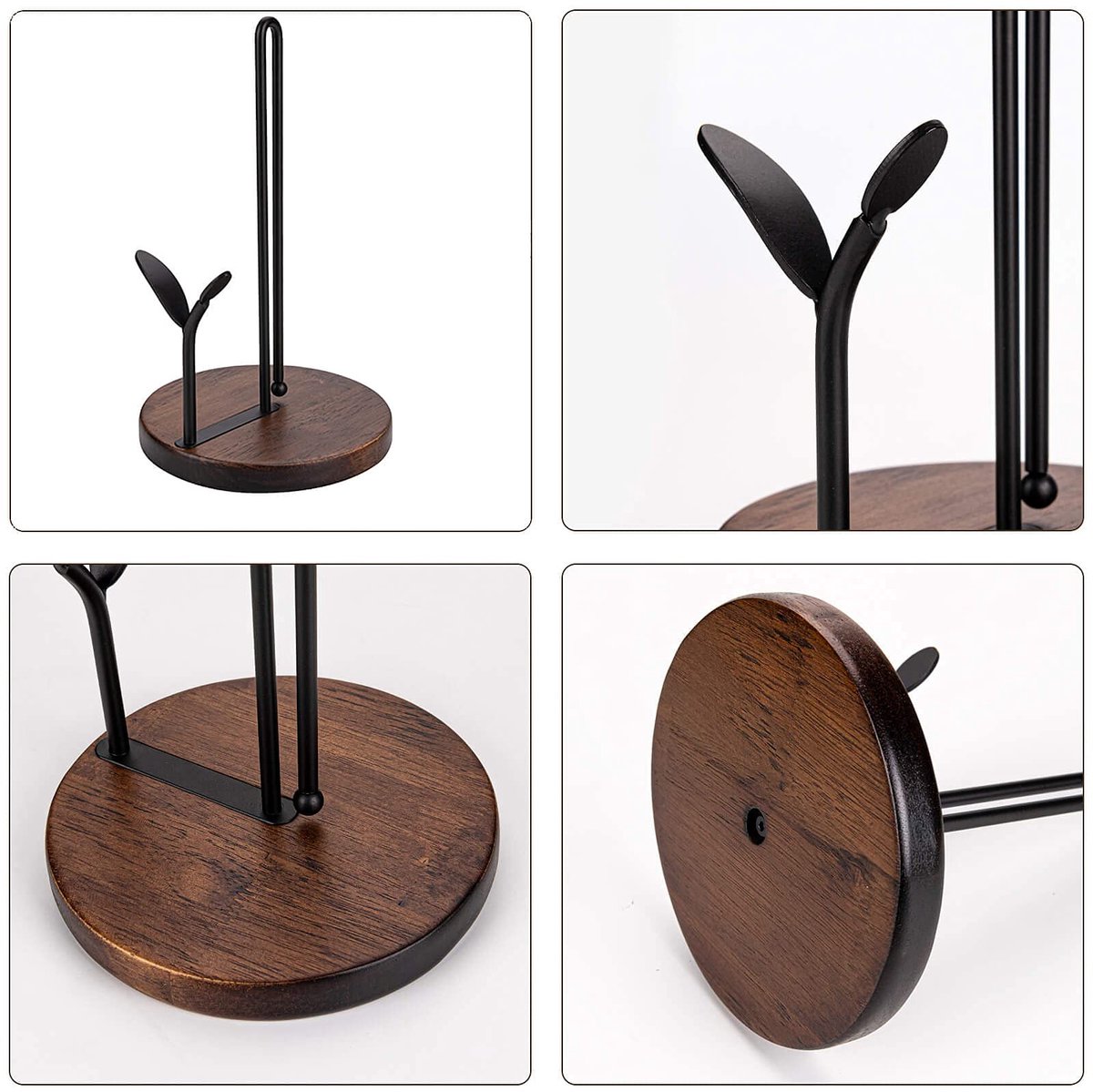 Keukenrolhouder 23 cm - Hout - Zwart - Stijlvolle oplossing voor keuken - ShopVlot