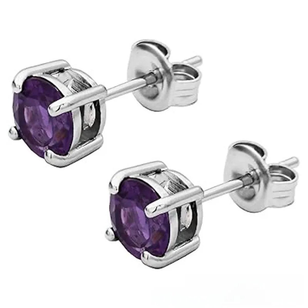 Stalen Ronde Oorstekers Zilverkleurig Zirkonia 6 mm – Transparant