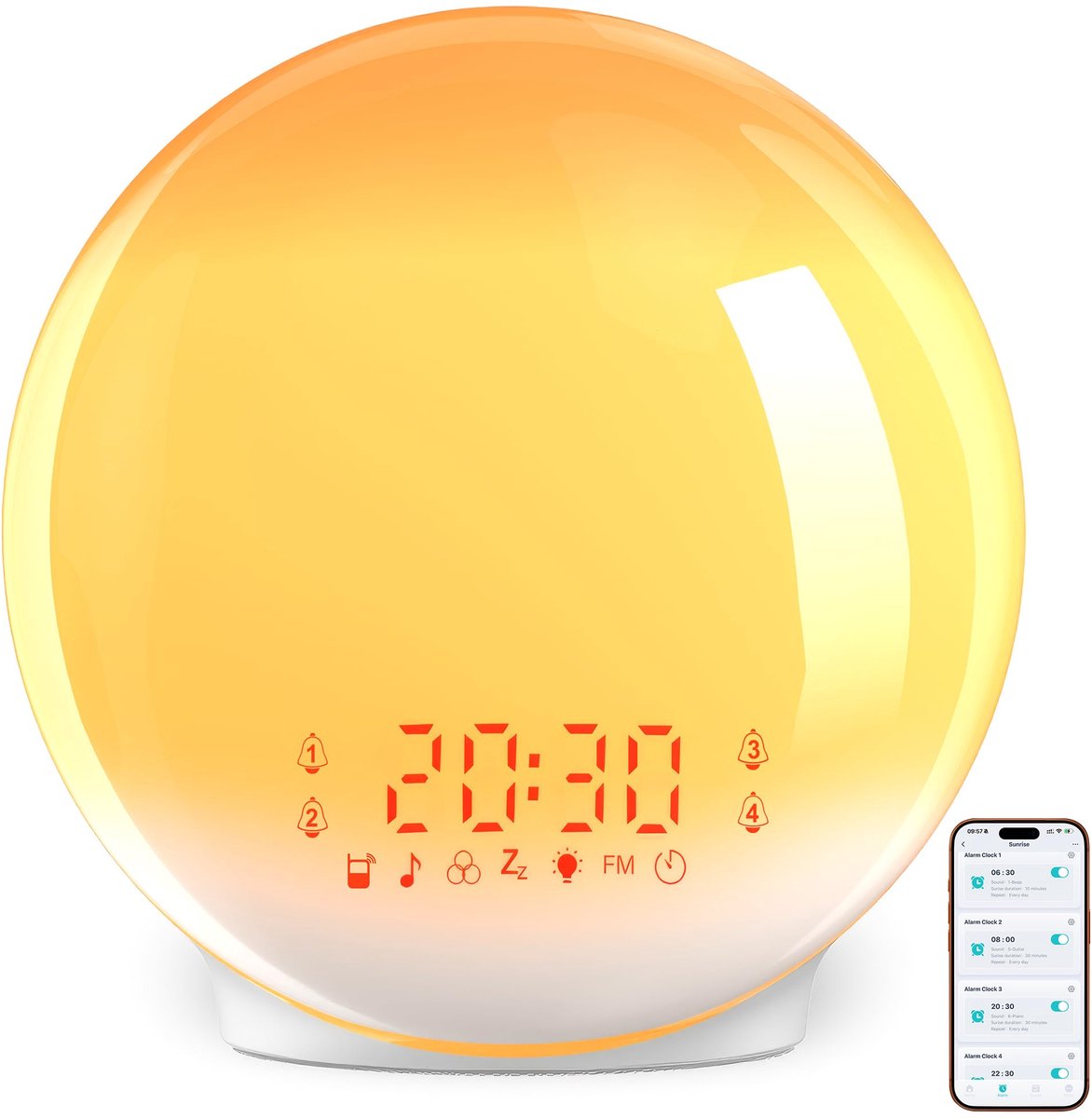 Lichtwekker zonsopgang - app bediening - simulatie daglicht - betere ochtendstart - ShopVlot