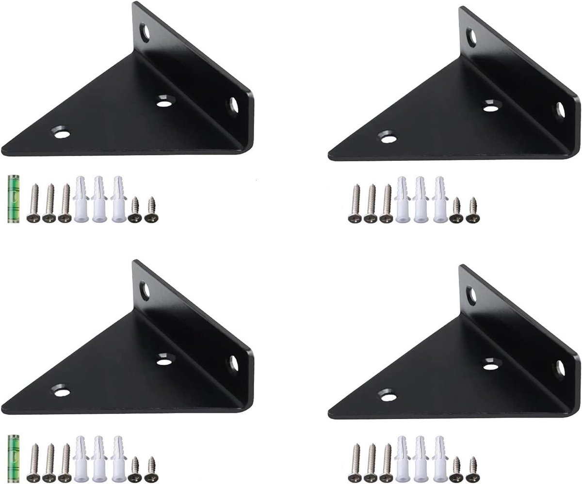 Set van 4 Driehoekige Floating Shelf Beugels voor Houten Planken, Wandplank Steunen voor Decoratie en Opslag