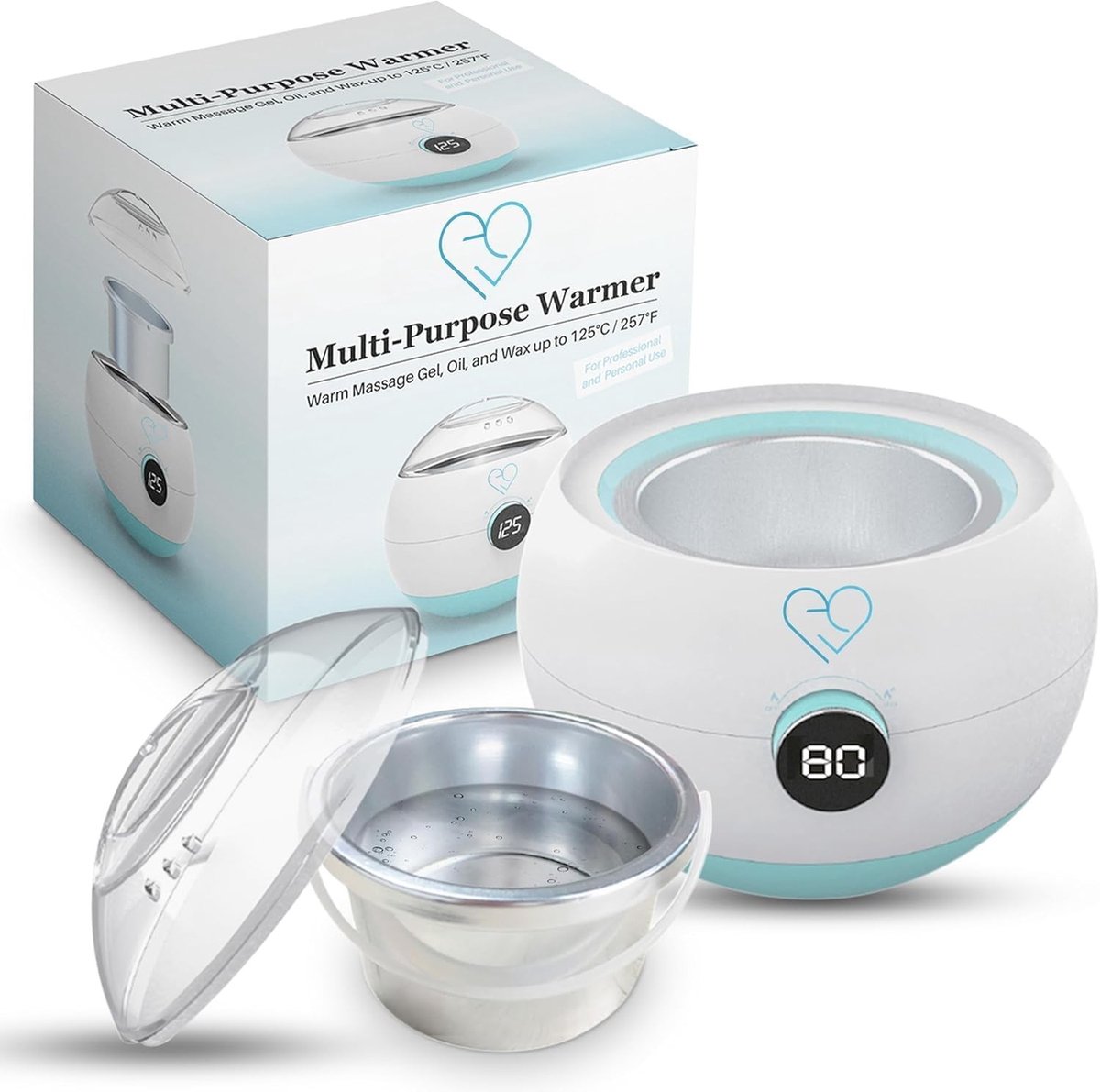 Massagegel- en Olieverwarmer - Aluminium - 500 ml - Met Temperatuurinstelling tot 125°C - Voor Massageprofessionals
