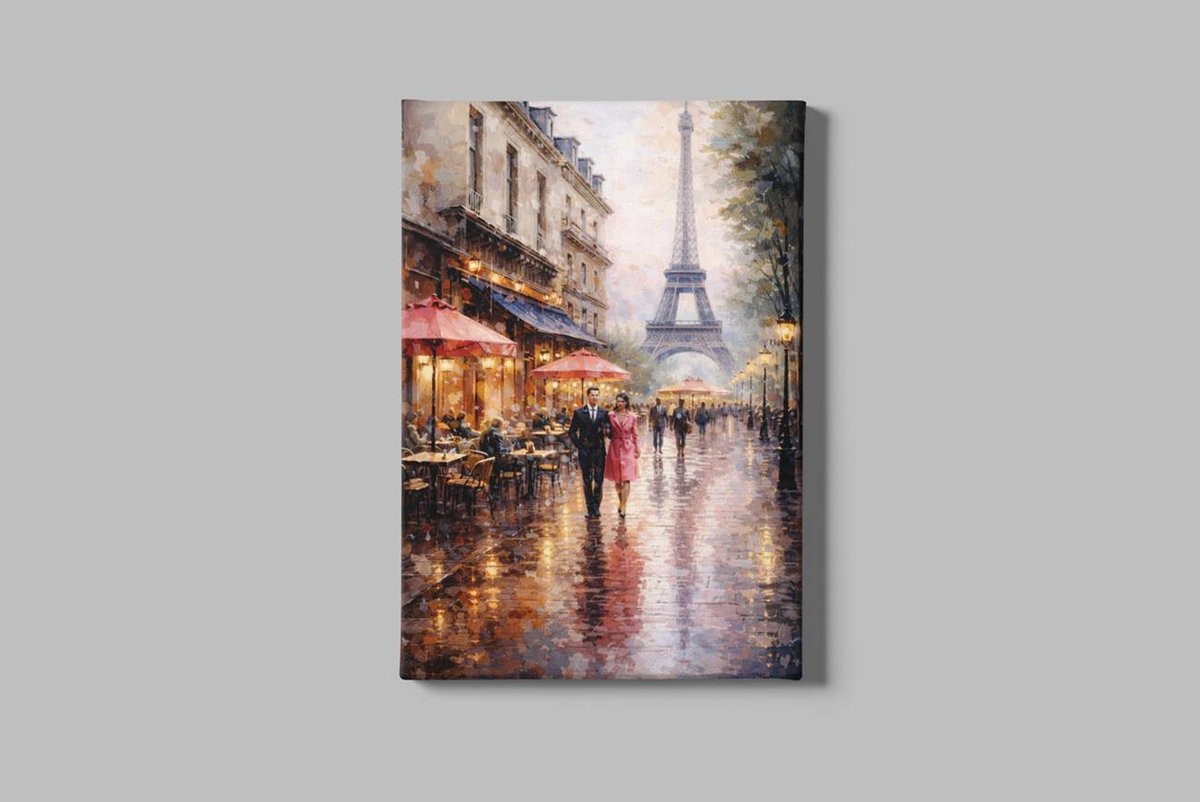 Canvas Schilderij Parijs Eiffeltoren – Franse Stad Kunst – Luxe Wanddecoratie - 120 x 80 cm