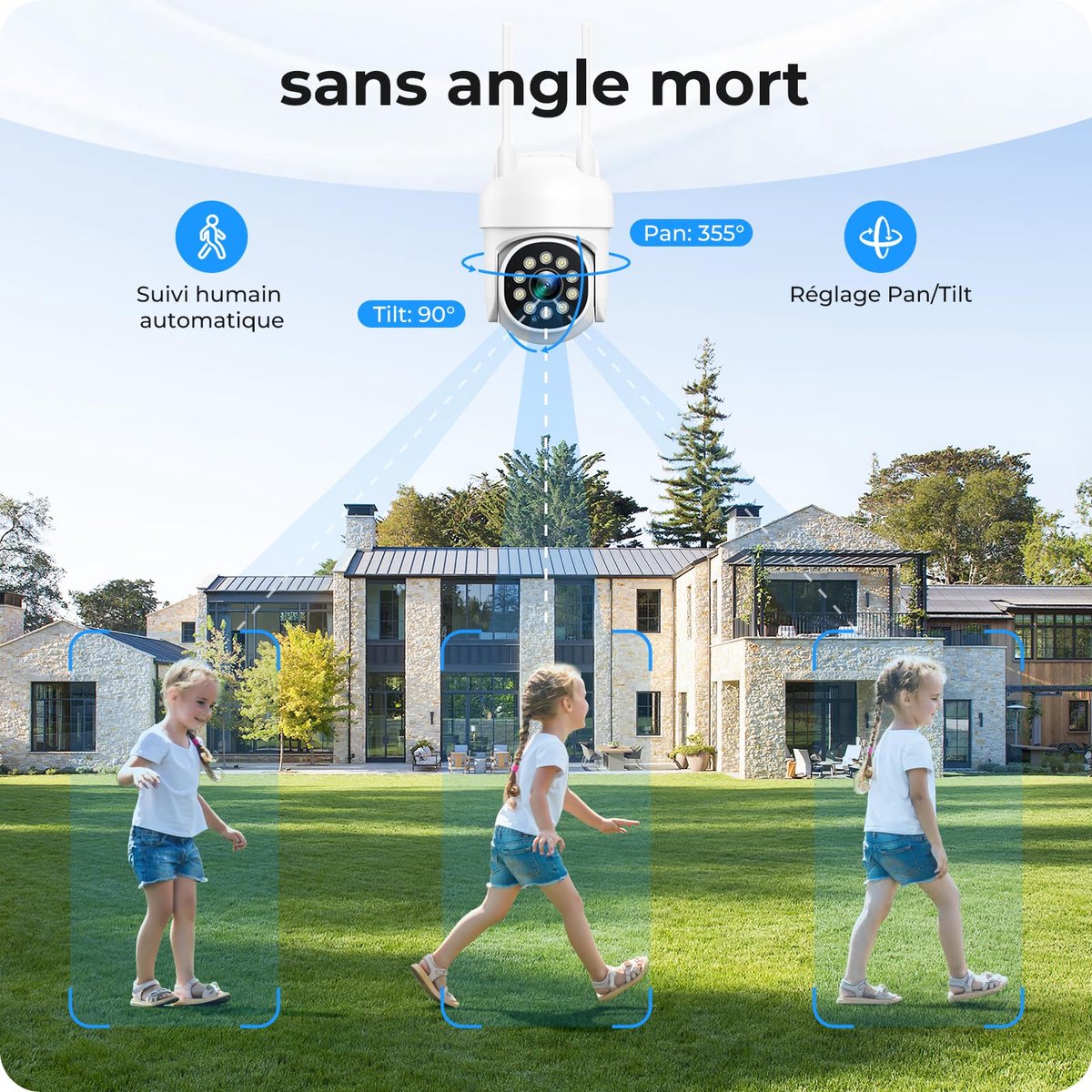 CAMCAMP Wifi-bewakingscameraset voor buiten, 16CH 2MP wifi-camera's, videobewakingsset, persoonsherkenning, 2-weg - ShopVlot