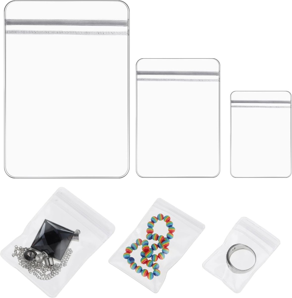 Sieraden opbergzakjes 60 stuks - PVC plastic - transparant - handige organizer voor sieraden - ShopVlot
