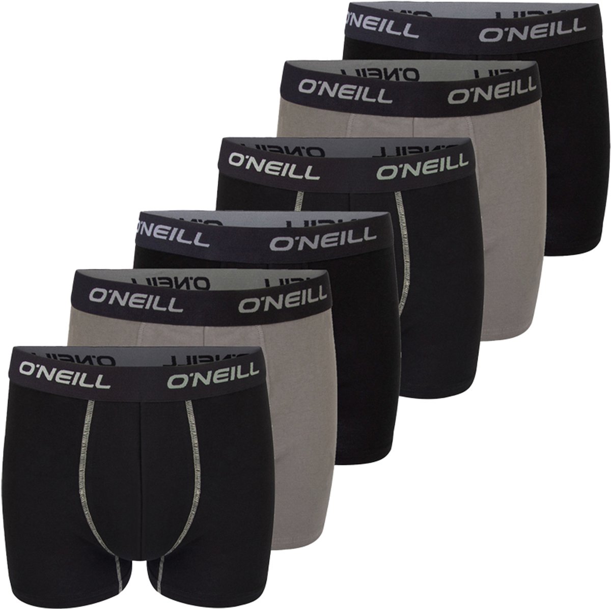 O'Neill Heren Boxershorts Plain 6 Pack Veelkleurig XXL Ondergoed met Elastische Softband