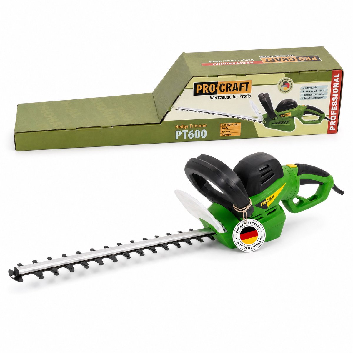 Procraft PT600 heggenschaar 600 watt, snijlengte 550 mm, snijdikte 20 mm